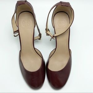 Tory Burch Berry Brown Leather Wedges